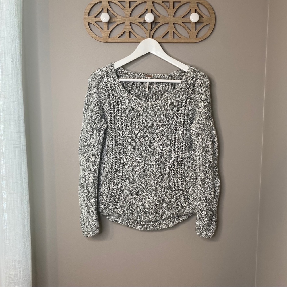 Free People West End Pullover Sweater Gray Sz Small